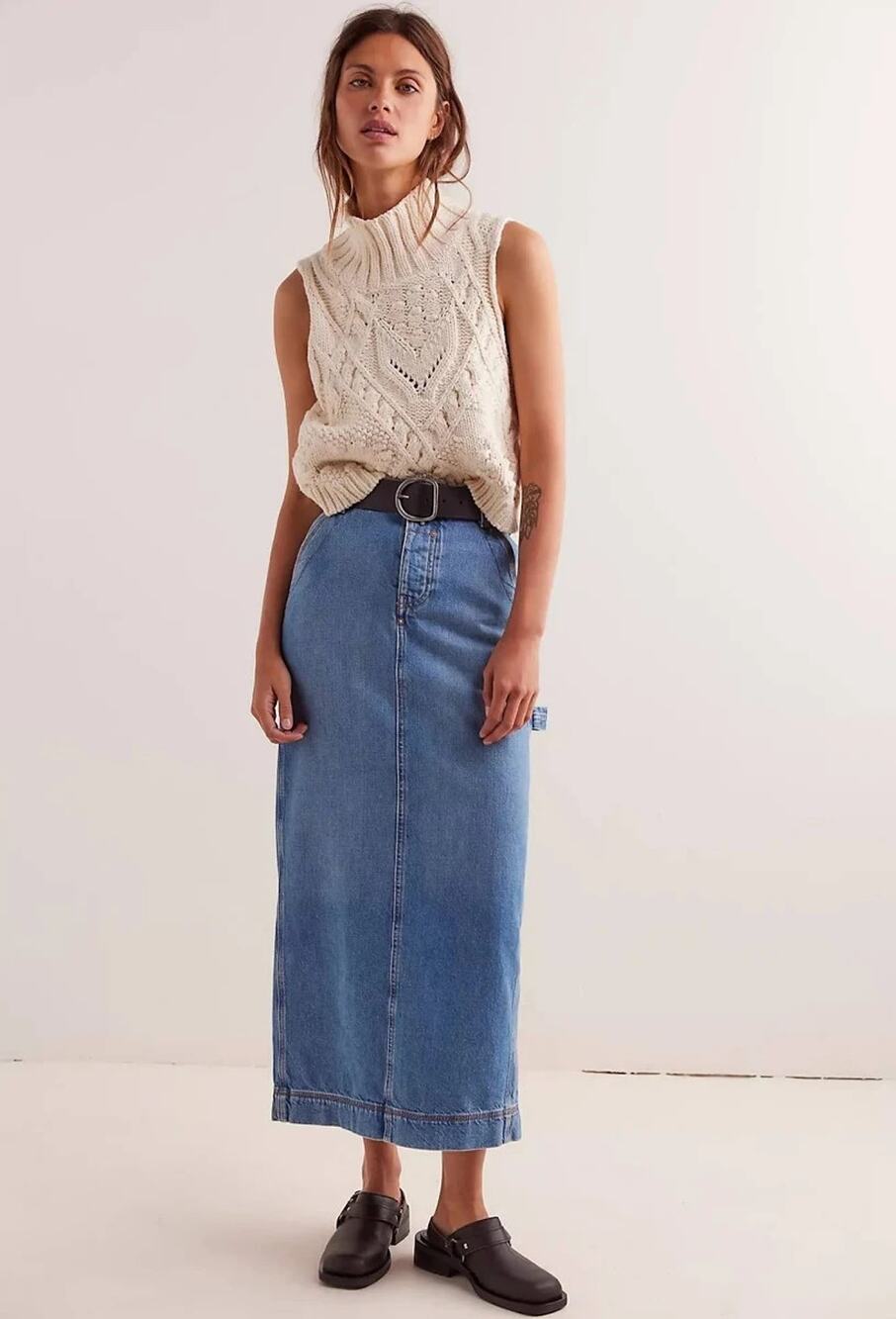 We The Free Free People Francisco Denim Maxi Skirt Blue 30 US 10